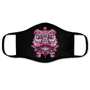 Discover Chinese New Year - Pink Peony Lion Dance Mask Face Masks