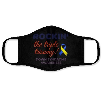 Discover Down Syndrome Awareness Triple Trisomy Rock Face Masks