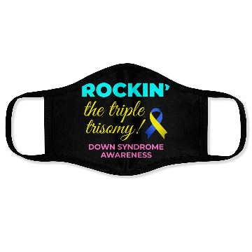 Discover Down Syndrome Awareness Triple Trisomy Rock Face Masks