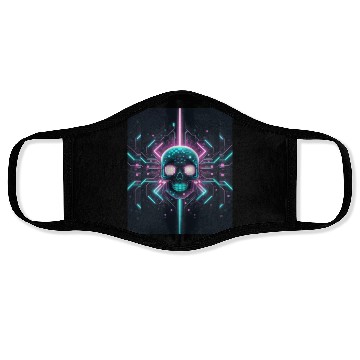 Discover Retro neon cyberpunk pixelated skull Face Masks