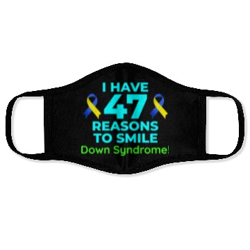 Discover Down Syndrome Awareness 47 Reasons to Smile Face Masks