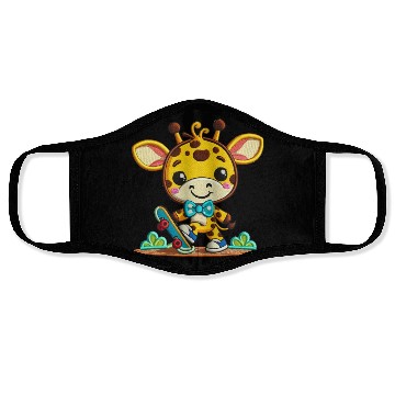 Discover Skateboarding Giraffe Buddy Face Masks