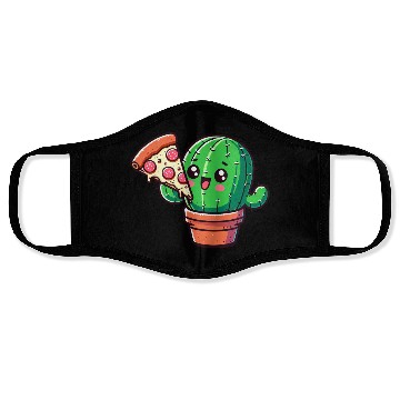 Discover Cute Cactus Pizza Comic Face Masks
