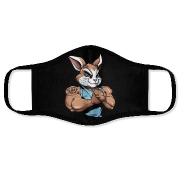 Discover Rabbit Biceps Tattoo I Love Mom Face Masks