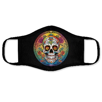 Discover Sugar skull rainbow Face Masks