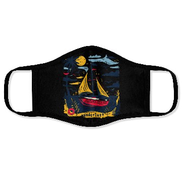 Discover Wanderlust Sailing Boat in The Sea Colorful Print Face Masks