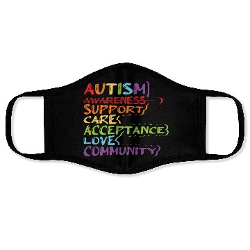 Discover Cool Autism Support Care Acceptance Love Community Face Masks