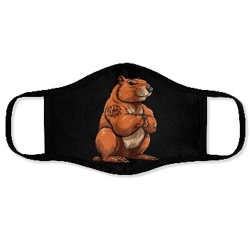 Discover Capybara Biceps Tattoo I Love Mom Face Masks