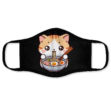 Discover Cute Cat Eating Ramen Face Masks