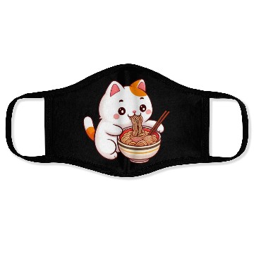 Discover Cute Cat Eating Ramen Face Masks