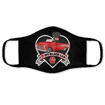 Discover Cute black lab in classic truck inside a heart Face Masks