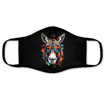 Discover beautiful donkey with sun glasses unique design Face Masks