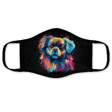Discover Watercolor Colorful Tibetan Spaniel Face Masks