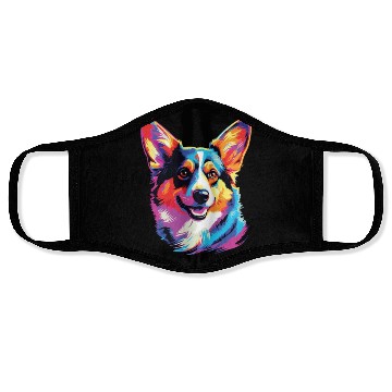 Discover Watercolor Colorful Pembroke Welsh Corgi Face Masks
