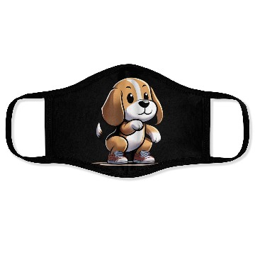 Discover Squat Squad: Beagle's Fitness Journey Face Masks
