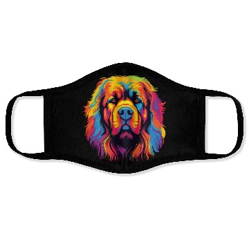Discover Watercolor Colorful Tibetan Mastiff Face Masks