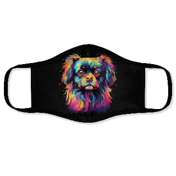 Discover Watercolor Colorful Tibetan Spaniel Face Masks