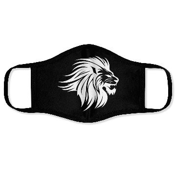 Discover Waving Mane Lion Head Tattoo Ink Style Face Masks