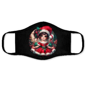 Discover Santa Claus Girl Illustration Funny Christmas Face Masks