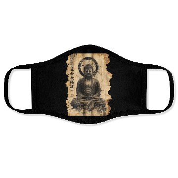 Discover Vintage Papyrus Scroll Japanese Silhouette Buddha Face Masks