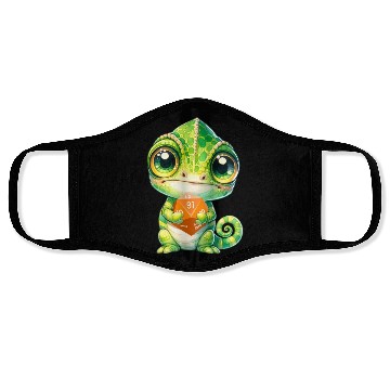 Discover Chameleon Holding 20-sided Dice Face Masks