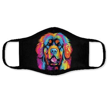 Discover Watercolor Colorful Tibetan Mastiff Face Masks