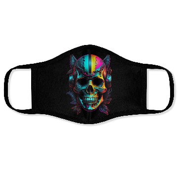 Discover Black and Neon Skull Graphic Face Masks - Edgy Goth
