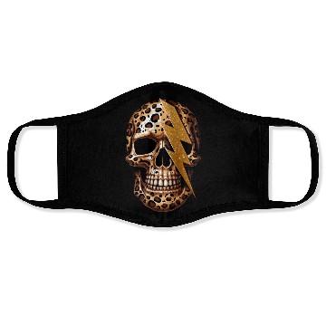 Discover skull with leopard animal print Face Masks