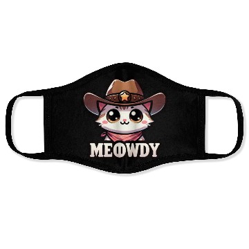 Discover Cute Meowdy Cat Cowboy Pun Face Masks