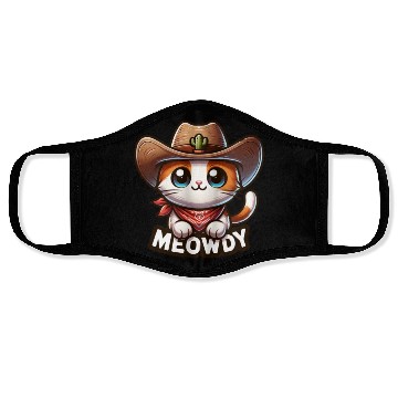 Discover Cute Meowdy Cat Cowboy Pun Face Masks