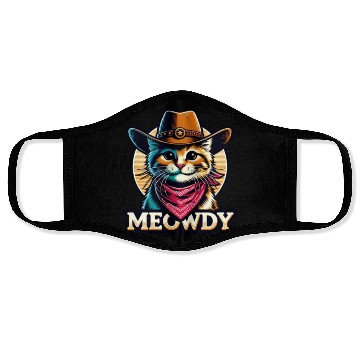 Discover Cute Meowdy Cat Cowboy Pun Face Masks