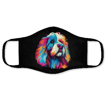 Discover Watercolor Colorful Tibetan Spaniel Face Masks