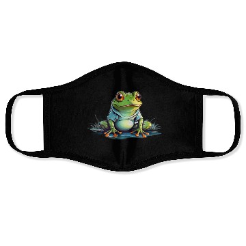 Discover Whimsical frog cartoon fantasyinspired style Face Masks