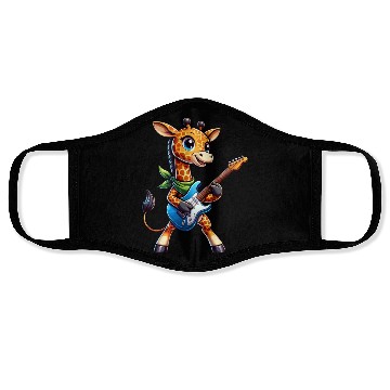 Discover A cool giraffe playing guitar musician Face Masks