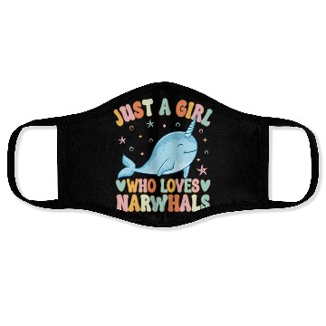 Discover Narwhal Girl Narwhal Lover Face Masks