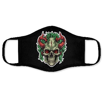 Discover Infernal Emerald: Red-Horned Skull Face Masks