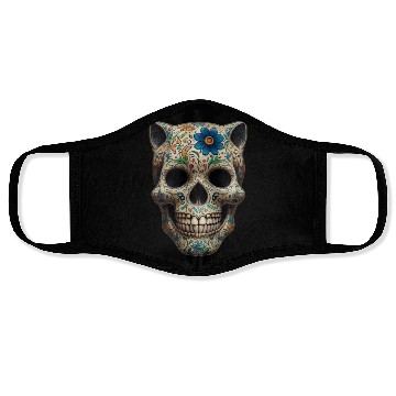 Discover Talavera cat skull Face Masks