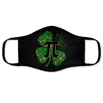 Discover Irish Math 3.14 Pi Day Shamrock St Patrick's Day Face Masks