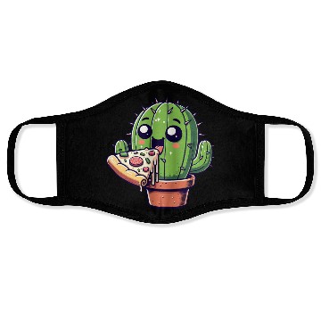 Discover Cute Cactus Pizza Comic Face Masks