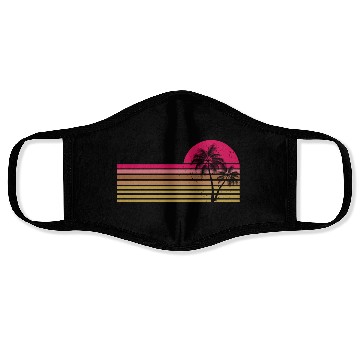 Discover Retro Palm Tree Sun Rise Face Masks