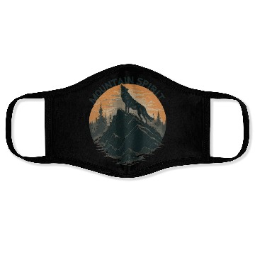 Discover Mountain Majesty Wolf Howling on the Peak Face Masks