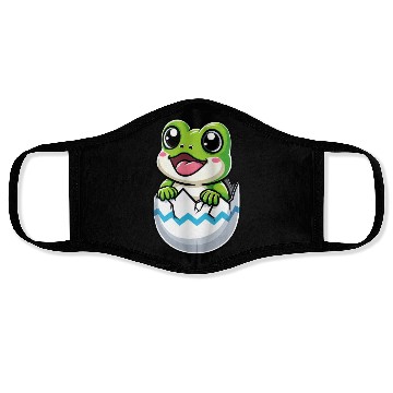 Discover Colorful Easter Egg with Hatching Frog Design Face Masks
