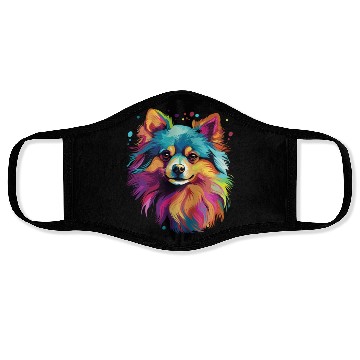 Discover Watercolor Colorful Pomeranian Face Masks