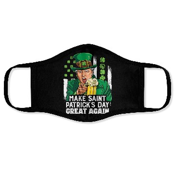 Discover Funny Trump 2024 Make St Patrick's Day Great Again Face Masks
