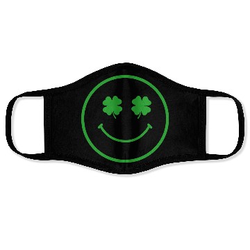 Discover Green shamrock happy face Face Masks