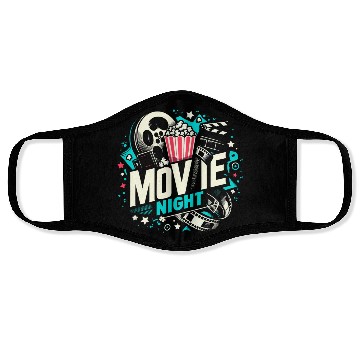 Discover Movie Night Popcorn Film Theatre Cinema Ticket Face Masks