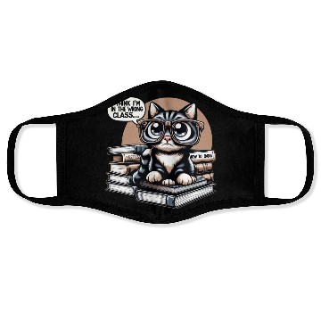 Discover Funny Cat in Oversized Glasses Reading Humor Face Masks