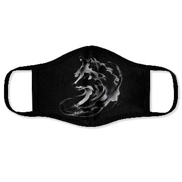 Discover Abstract Wolf Japanese Ink Art Face Masks