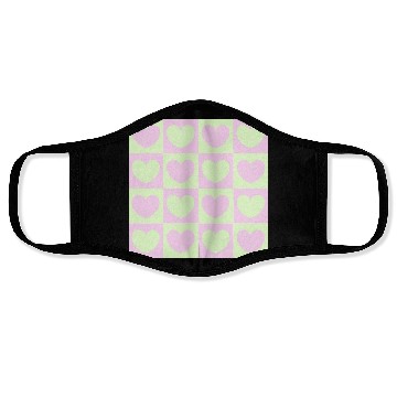 Discover Cute Heart pattern- pink and green color theme Face Masks