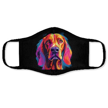 Discover Watercolor Colorful Redbone Coonhound Face Masks